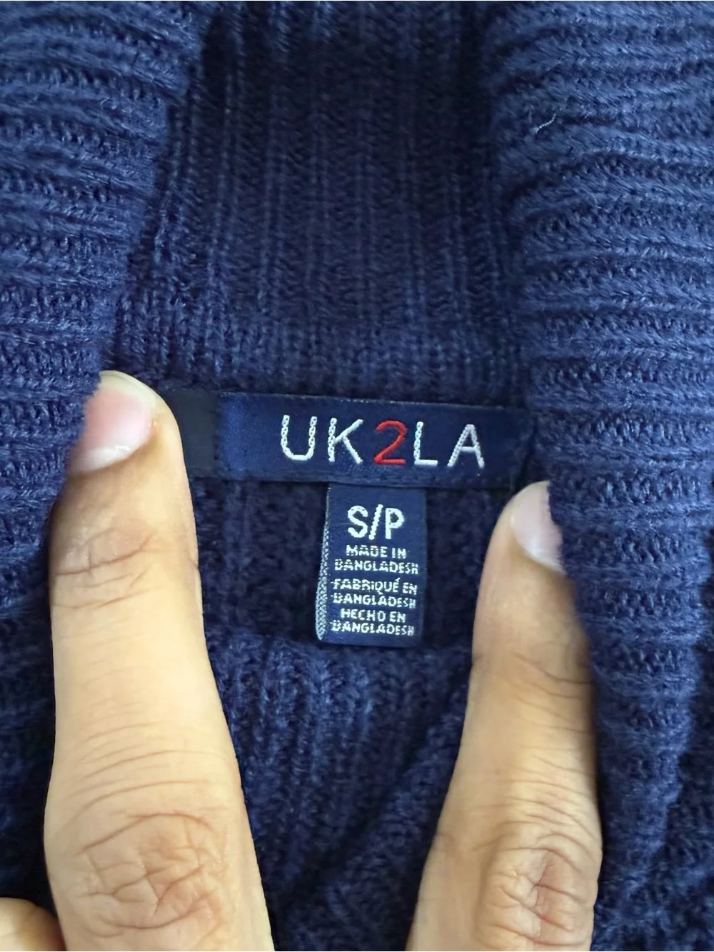 Navy Cropped Ribbed Turtleneck Sweater